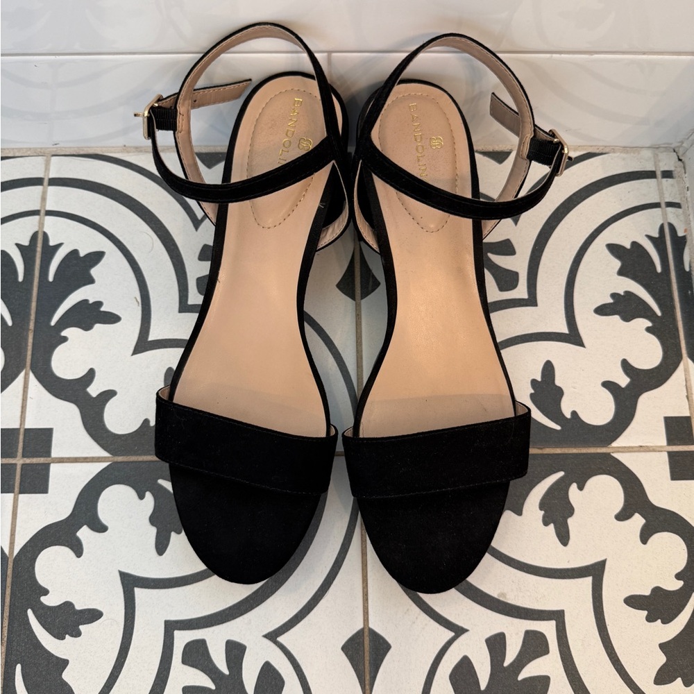 Bandolino Pennie Women Black Block Heel Ankle Strap Open Toe Platform Shoes - Picture 3 of 5
